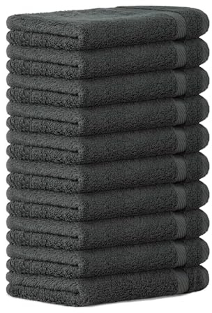 Luckytowel Seiftücher Set 30x30cm – Oeko-TEX kleine Waschlappen Set aus 100% Baumwolle mit 600 g/m² – mit Aufhängeschlaufe – flauschig & saugstark – Gästehandtücher 30x30 – 10er Pack Anthrazit