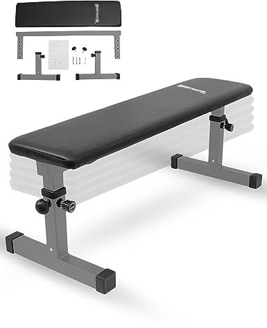 SPORTINATOR® verstellbare Hantelbank – Flachbank für vielseitiges Krafttraining, 5-fach höhenverstellbar (38-54 cm), gepolsterte und rutschfeste Sitz-/Liegefläche, belastbar bis 200 kg