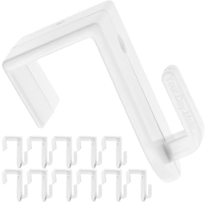 Fensterhaken zum Einhängen, 12 Stück, in Weiß, Dekohaken für 12 bis 17 mm Flügelstärke, Türhaken ohne kleben und bohren, Fensterclip für Lichterkette, Dekoanhänger, Türkranz, Aufhänger Fensterrahmen