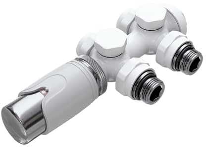VILSTEIN® Universal Heizkörperanschluss Set [MIT THERMOSTAT] - Multiblock Anschluss für Heizung - Zweirohrsystem Hahnblock Chrom - Ventilhahnblock Amaturensystem - Durchgangs - & Eckanschluss