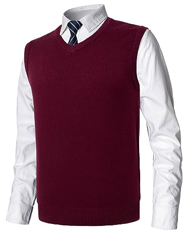 MeiLayM Gilet da Uomo Inverno V-Collo Senza Maniche Gilet con Scollo V Panciotto Maglione Cardigan Canotte Pullunder Smanicato Pullover Misto Scollo Commerciale Maglieria Panciotto