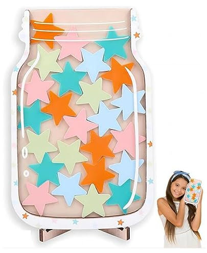 Belohnungsglas mit Sternen, Routine-Training, Holz, Töpfchen-Zug-Werkzeug, Belohnungstafel für Kleinkinder, positives Verhalten, Glas für Schüler, Lehrer