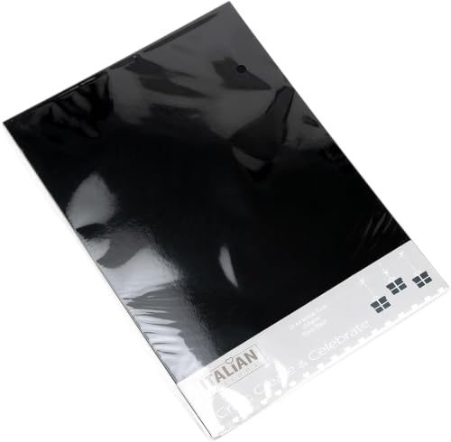 Italian Options 250 g/m² Spiegelkarton-Bastelpapier, 10 Blatt, A4-Größe, glänzendes Schwarz