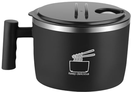 Rockible Portable Ramen Bowl with Handle and Lid, Large Soup and Noodle Bowl for Office, College, Dormitory, and Camping