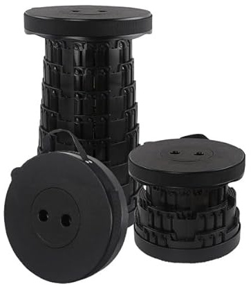 Rshuhx Sgabello Pieghevole Portatile, Adulto Sedia Pieghevole, Sgabello da Campeggio, Sgabello Leggero Retrattile per Barbecue All'aperto Sgabello da Pesca Carico Massimo 460lbs/210kg(Nero)