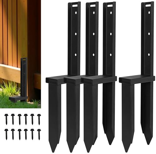 VANROUG 4 Pcs Fence Repair Kit - Heavy Duty Fixer Anchor Ground Spike, Support Stake for Repairing Damaged Fence Posts or Mailbox