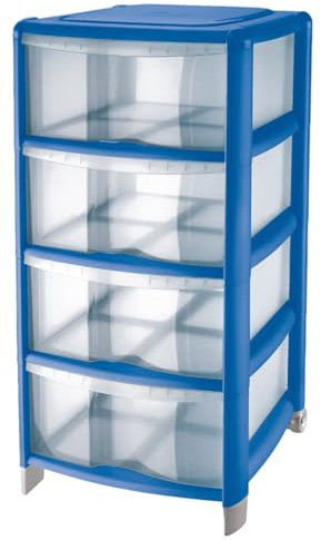 Tontarelli Cassettiera BAMBU' 4 Cassetti Delfin in Plastica (39.5X38.5X86H CM, OCEAN TRASPARENTE)