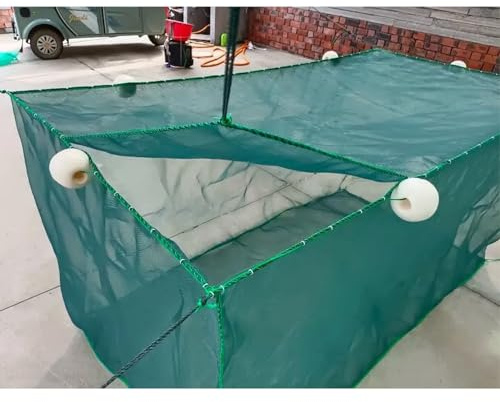Lawaia Fish Net Cage Netting Fish Breeding Cage with Cover Crayfish Network Stake Net Pond Fish Farming Aquaculture Small Mesh (2 * 1 * 1.5)
