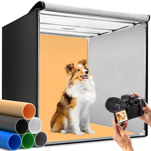 DUCLUS Light Box Photography 80 cm, Professional Portable Photo Studio Box 32 inch with 3 Adjustable LED Light Panels & 5600K Stepless Dimming, 6 Matte PP Backdrops for Large Product Photography