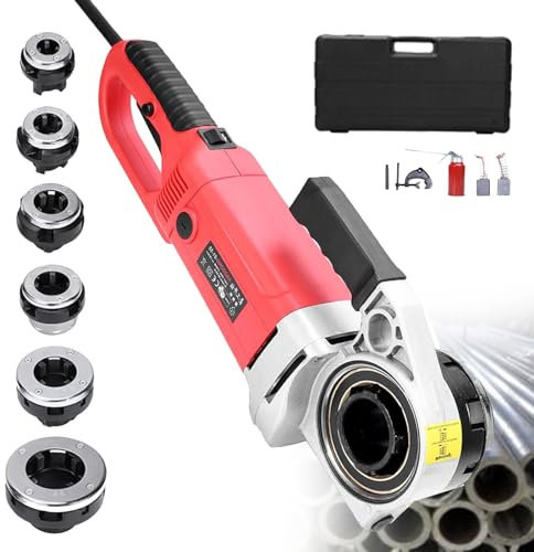 smafoseedding Filettatrice Elettrica per Tubi, Strumento Idraulico Portatile per Filettare Tubi, Filettatrice per Tubi per Carichi Pesanti 2300w, Kit di Strumenti per Filettare Tubi, con 6 Matrici