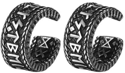 JewelryWe viking örhängen herr yxa rostfritt stål kreolsk örhängen Mjölnir örhängen med vintage keltiska knutar varg amulett viking yxa hängande örhängen för man vän silver, Für Erwachsene, Rostfritt