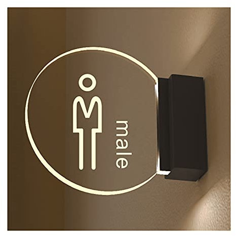 OJXIER Toilettenschild, LED-Schild zur Wandmontage, Badezimmerschild mit beleuchtetem Rand für Damen, Herren und Damen, Badezimmer-Dekor (D) (B)