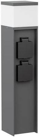 ledscom.de Pollerleuchte PODEL für außen, 39cm, anthrazit, 2 Steckdosen, inkl. G9 Leuchtmittel, 596lm, weiß
