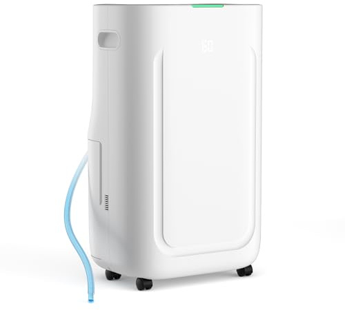 Ludatido 2025 Upgraded 5000 Sq.Ft 80 Pint Dehumidifier for Basements with Large 6.5L Water Tank, 24H Timer, Child Lock Defrost, Silent, Mold, 4 Modes Operation Auto shut-off