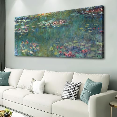 Claude Monet großer Kunstdruck auf Leinwand, gerahmt, Seerosen, Vintage, klassische Gemälde, Wanddekoration, grüner Garten, berühmter Kunstdruck für Schlafzimmer, Wohnzimmer, Büro, Dekoration, 50,8 x
