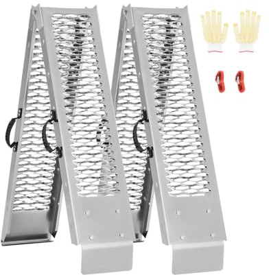 VEVOR Rampe d'accès en Aluminium, 2 pièces, Rampe de Chargement Pliable, Charge de 453 kg, avec Surface Plus Large, Robuste, Stable et Universelle, avec poignées, pour VTT, UTV, Moto, vélo électrique