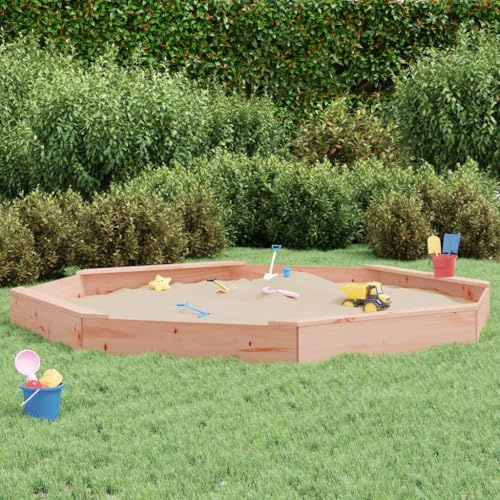 Lechnical Sabbiera con Sedute Ottagonale in Legno Massello di Douglas,Sabbiere,Sabbiera con Sedute,Sabbiera per Bam bini - per Esterno/Giardino -825028