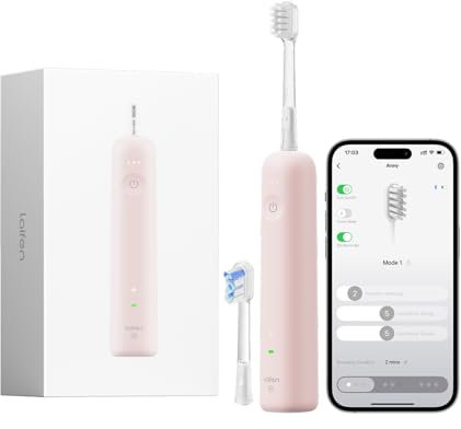 Laifen Wave Special Spazzolino Elettrico Sonico con Oscillazione & Vibrazione Dotato di App, 2 Testine di Ricambio, IP68 Impermeabile, Ideale per Viaggi(Rosa)