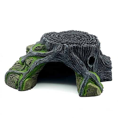 Steinhöhle Shelter versteckt Schildkröte Haus für Reptil Schildkröte Frosch Zoo Aquarium Dekoration Ornament für kleine Eidechsen Schildkröten Amphibien Fische. (C)
