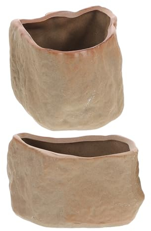 YARNOW Maceta Decorativa para Suculentas de Cerámica con Textura de Piedra, Resistente a Daños y Reguladora de Agua, Adecuado para Espacios Pequeños y Alféizares