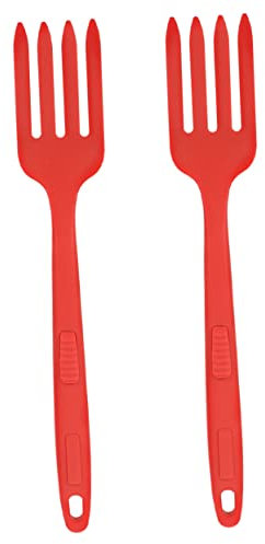 HOLIDYOYO Fourchette Cuisine En Silicone Rouge Pure, Lot De 2, Ergonomique Et Réutilisable, Grosse Fourchette à Pâtes Et Nouilles Frites, Maison, Restaurants Et Camping