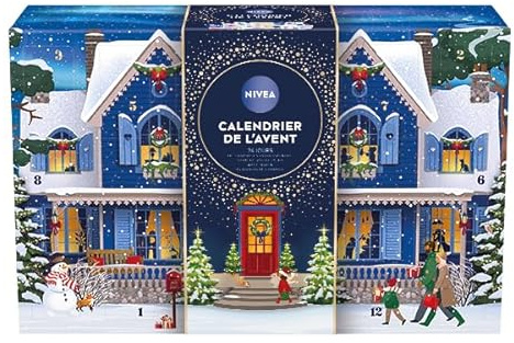 NIVEA - Calendario dell'Avvento Donna Edizione 2025 - Cofanetto regalo di bellezza - Cura del viso, corpo e labbra + Accessori - 24 finestre a sorpresa - 1 pz