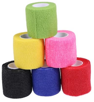 SKISUNO 6pcs Non-Woven Wrap Self-Adherent Compression Wrap for Sports Injuries Flexible Tape for Muscle Support Bulk for