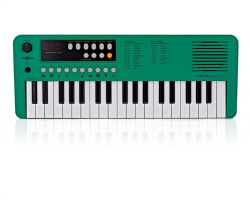 VISIONKEY-1 Mini Clavier Numérique 37 Touches pour Enfants et Débutants | Piano Electrique à Mini Touches sur 3 Octaves, 100 Sons et Rythmes, Sortie Casque, USB-C ou Piles, Vert