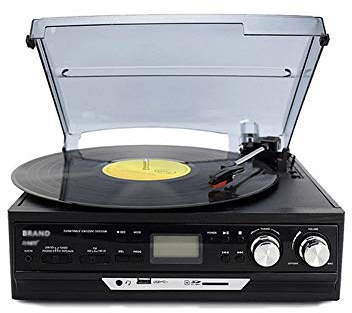 ZJFHEYUO Giradischi, Giradischi con Altoparlanti integrati, Giradischi Classico in Legno per Dischi in Vinile a 33, 45 e 78 Giri, Supporta Uscita RCA, Jack per Cuffie