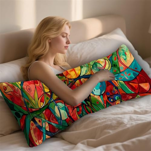 Almohada Corporal Color Funda Cojin 50x90cm Almohada para el Embarazo y la Maternidad, Almohadas para Dormir de Lado Planta Almohadas Embarazada Funda de Cojines Grandes Cushion Covers Regalos LYD-669