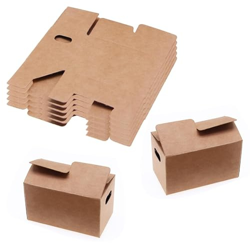 HASLED 10 Stück Miniatur Umzugskartons | Miniatur Paket 8x4,3x5cm Verpackungsbox | Umzugskartons Wichtel für DIY Projekte