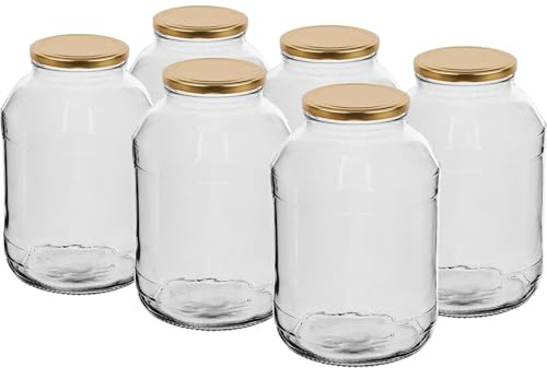 lilawelt24 6er Set Einmachgläser 2L mit Twist-Off-Deckeln Vorratsgläser Gurkenglas, Einmachglas, Einmachgläser, Glasballon, Vorratsglas, Einweckgläser konservierung Konservengläser