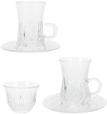CLISPEED Turkish Coffee Cup Set with Saucer Elegant European Gourd-Shaped Glass Cup for Hot Beverages Small Transparent Tea Glass Ideal for Turkish Coffee and Latte Lovers