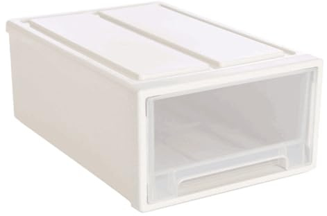 PAMINGONO Caja Contenedora Hogar Apilable de Plástico Blanco 31 * 22 * 12cm | Gran Capacidad para Zapatos y Juguetes, Diseño Sencillo, Ligero y Resistente al Desgaste, Cierre Hermético