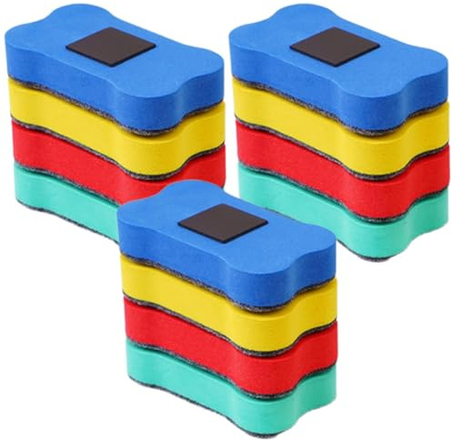 ROKZELT Cancellino Lavagna Magnetica Bianca, 12 Gomma Secco Cancellino Lavagna Gesso Magnetica per Lavagne Magnetiche Bianche, Lavagne Planning e Lavagne in Ardesia (7 x 4 x 1.3 cm)