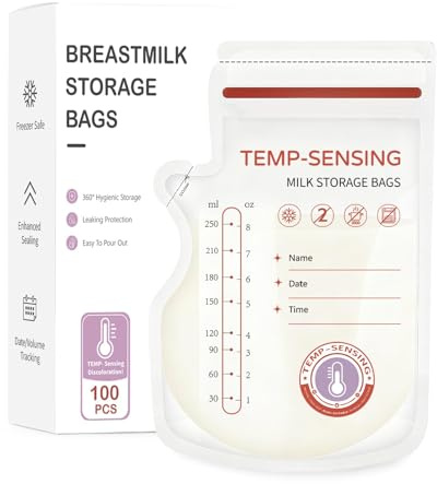 WeSweet 200 Stück Milchbeutel für Muttermilch 250ML - Muttermilch Aufbewahrung mit Temperatur Farbwechselanzeige BPA-frei, auslaufsicher