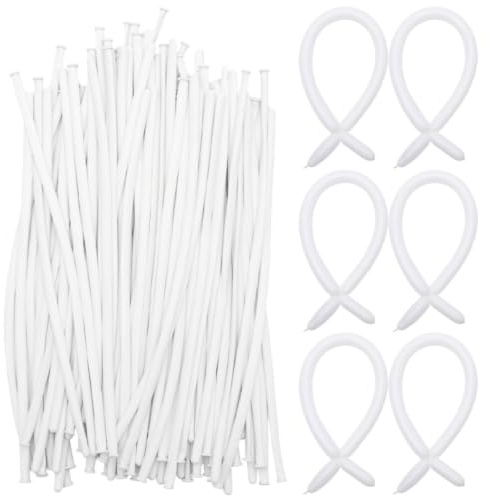 HEANUJJ 200 Globos Largos de Látex Blancos para Adornos de Fiestas y Showers, Fáciles de Usar y Reutilizables para Actividades en Interiores