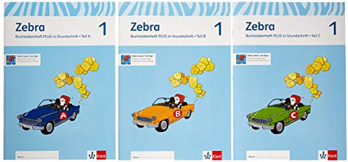 Zebra. Buchstabenheft plus in Grundschrift 1. Schuljahr- 3er Pack(Teile A, B, C): Buchstabenheft plus Grundschrift Klasse 1