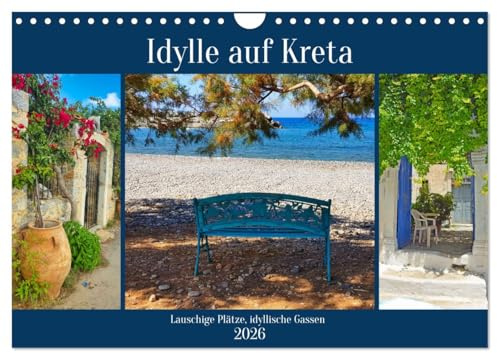 Idylle auf Kreta (Wandkalender 2026 DIN A4 quer), CALVENDO Monatskalender: Fernab vom Tourismus finden sich viele idyllische Plätze und Gassen. (CALVENDO Orte)