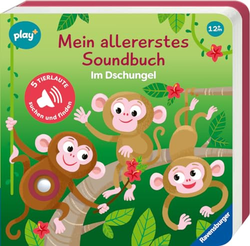 Ravensburger Play+ Mein allererstes Soundbuch: Im Dschungel, Baby-Buch ab 1 Jahr, Sachen suchen und hören: Sachen suchen und hören