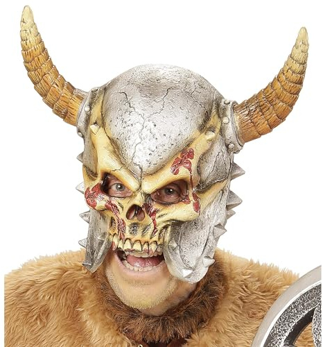 W WIDMANN MILANO Party Fashion 00411 - Maske Saurion, mit Hörnern, Wikinger, Gallier, Halloween, Karneval, Mottoparty