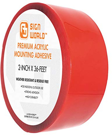 AJ Sign World Best 2 Acrylic Double Sided Mounting Tape, Residue Free Upon Removal, Crystal Clear, Heavy Duty, Weather-Resistant (2-Inch x 36-Feet)