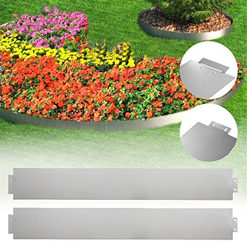 AufuN Rasenkante Metall 15 m x 15 cm Verzinkt Beetumrandung Beeteinfassung Mähkante Palisade 15 Stücke 100 cm x 15 cm (L x H) Rasenkante Verzinkt
