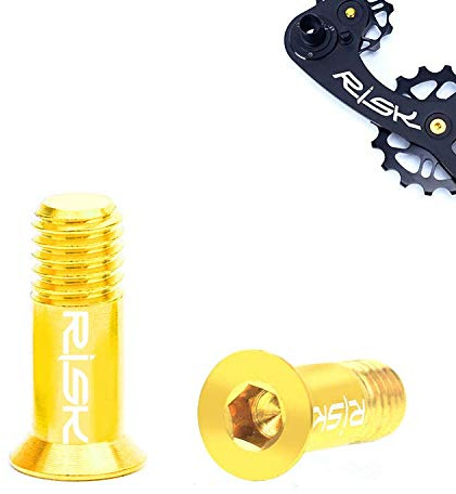 Risk Titanium Alloy Fixed Bolts Screws for Bike Bicycle Rear Derailleur Jockey Wheels M5×14.2mm (Gold)