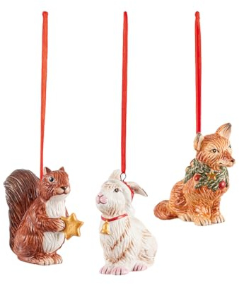 Villeroy & Boch - Nostalgic Ornaments Ornamente Waldtiere Set 3-teilig Bunt, Ornament, Baumschmuck, Weihnachtsdekorationen, Deko Weihnachten, Weihnachtsdeko, Hartporzellan, Kunststoff