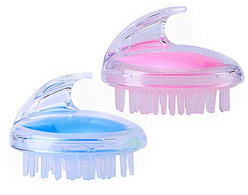 Kopfhaut-Bürste, Massagegerät, Haarwaschbürste, Kopfhaut-Massagebürste, weiche Silikonborsten, Pflege für die Kopfhaut für Damen und Herren, 2 Stück, blau und rosa