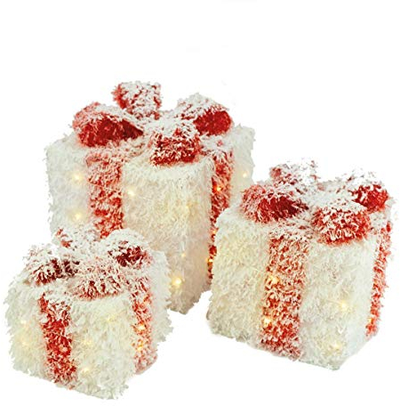 Bambelaa! 3 luces LED decorativas para Navidad, cajas luminosas, decoración navideña, decoración de Navidad