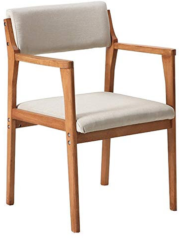 WHOJA Esszimmerstühle Retro Side Dining Büro Lounge Chair Mit gepolstertem Pad Wohnzimmer Sessel Abnehmbarer Stoffbezug Arbeitsstuhl aus massivem Holz Lagergewicht 150kg Eckstühle (Color : Khaki)