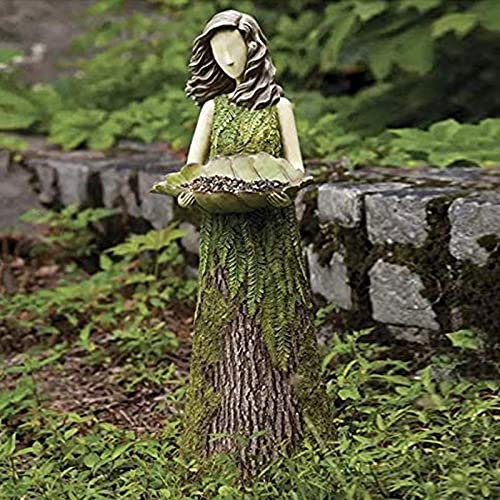 CHRDW Statue de fées Fern avec Filet d'oiseau Résine Ornement de Jardin extérieur Super Mignon