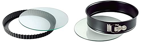 Kaiser Inspiration Tarteform mit Hebeboden Glas 28 cm, Quicheform antihaftbeschichtet& Inspiration Springform Glasboden 28 cm rund, Hebeboden, schnittfest, auslaufsicher, antihaftbeschichtet